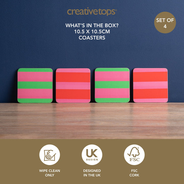 Creative Tops Stripe Print Pack of 4 Premium Coasters