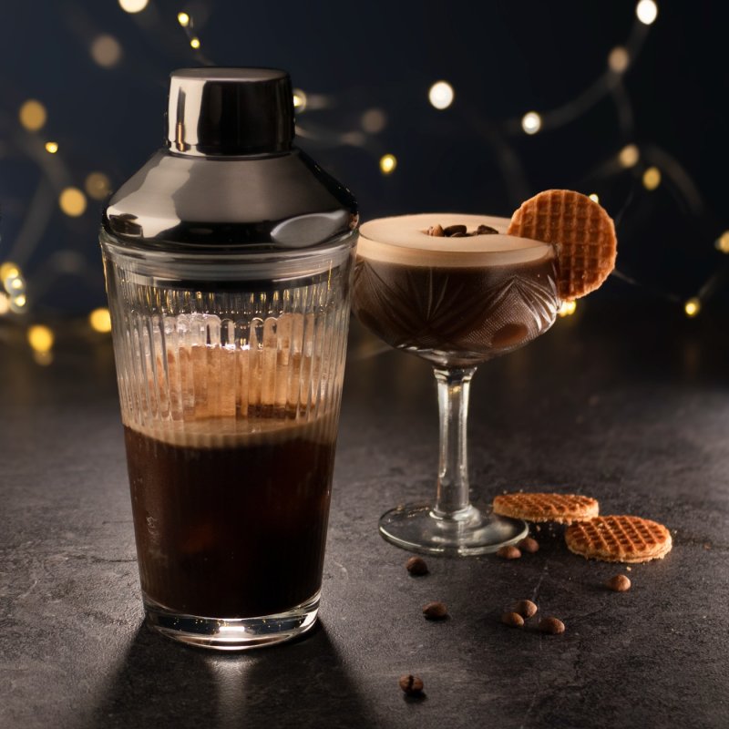 Taproom Reeded Glass Cocktail Shaker, Gunmetal