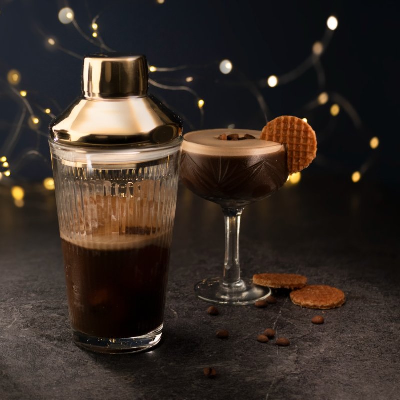 Taproom Reeded Glass Cocktail Shaker, Gold