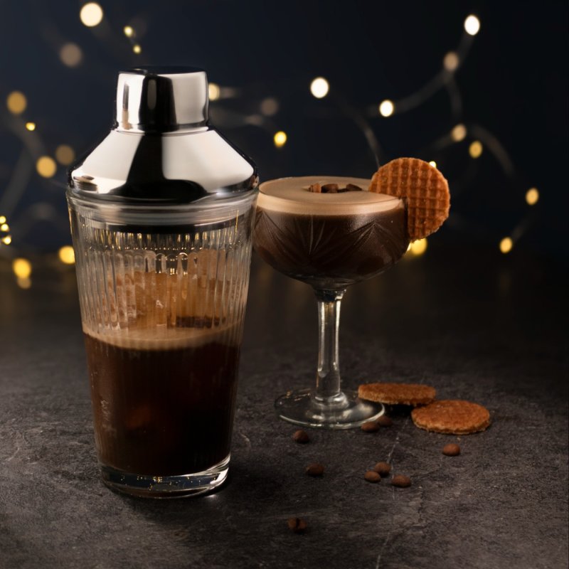 Taproom Reeded Glass Cocktail Shaker, Stainless Steel