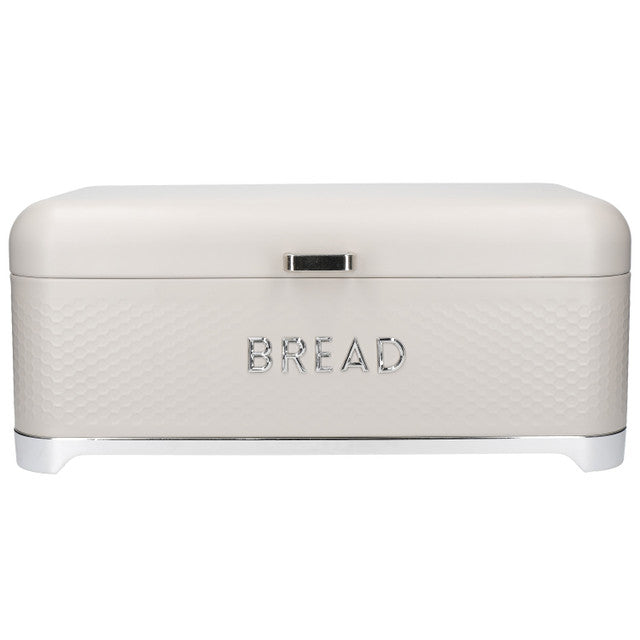 KitchenCraft Lovello Textured Large Bread Bin, Latte Cream