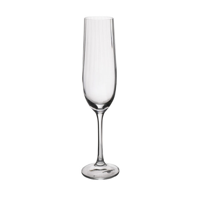 Mikasa Treviso Ridged Crystal Champagne Flute Glasses, Set of 4, 190ml