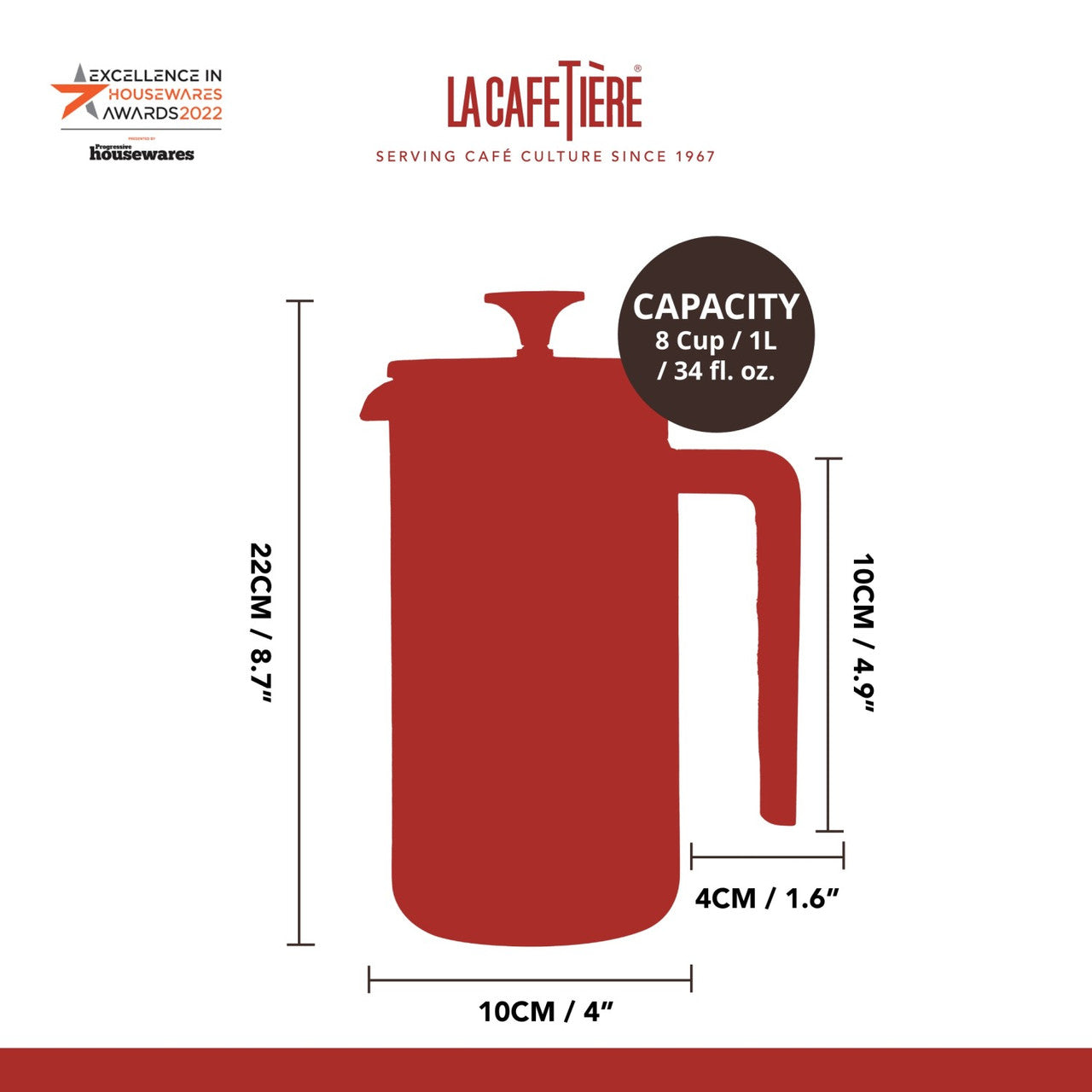 La Cafetière Pisa 8-Cup Cafetiere, Navy