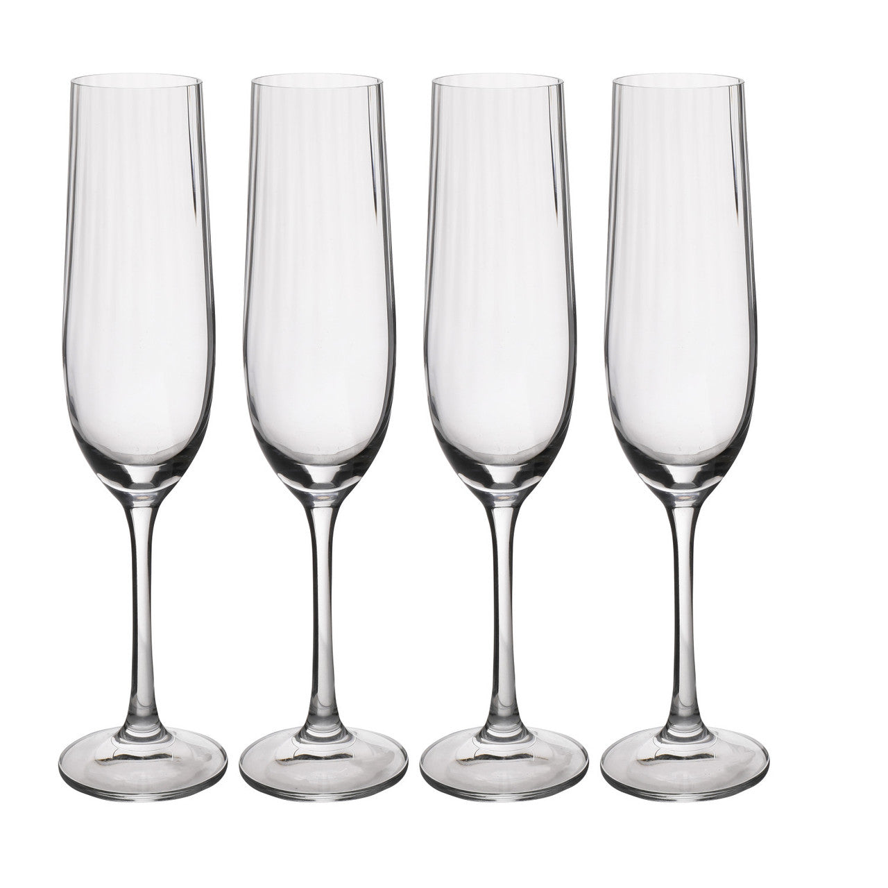 Mikasa Treviso Ridged Crystal Champagne Flute Glasses, Set of 4, 190ml