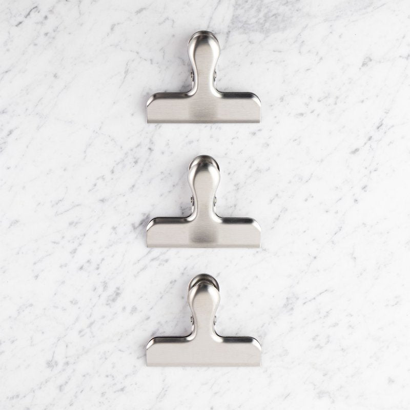Set Of 3 Medium Stainless Steel Bag Clips