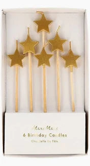Meri Meri Gold Star Candles (x 6)