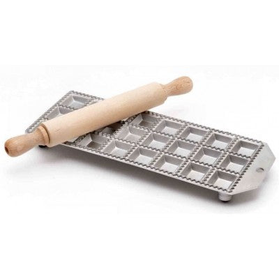 Eppicotispai 24 Hole Square Ravioli Maker with Rolling Pin