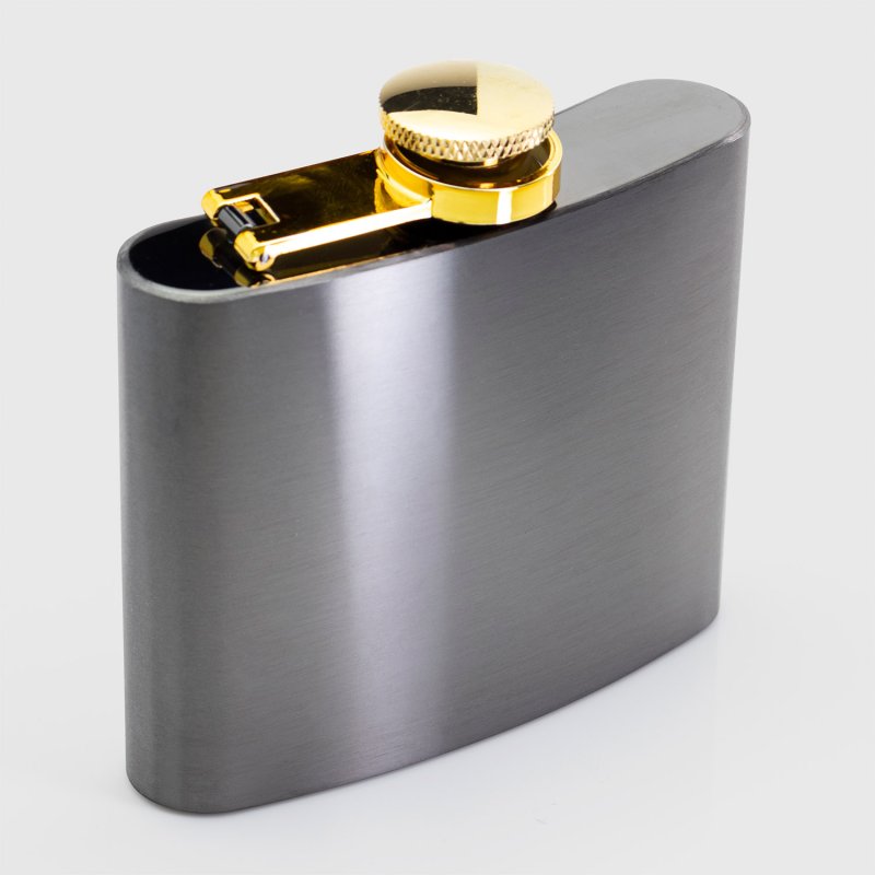 Taproom Black & Brass Hip Flask 140ml / 5oz