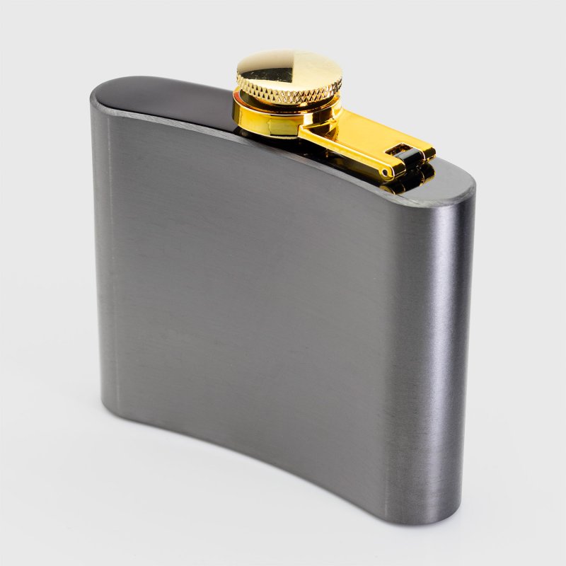 Taproom Black & Brass Hip Flask 140ml / 5oz