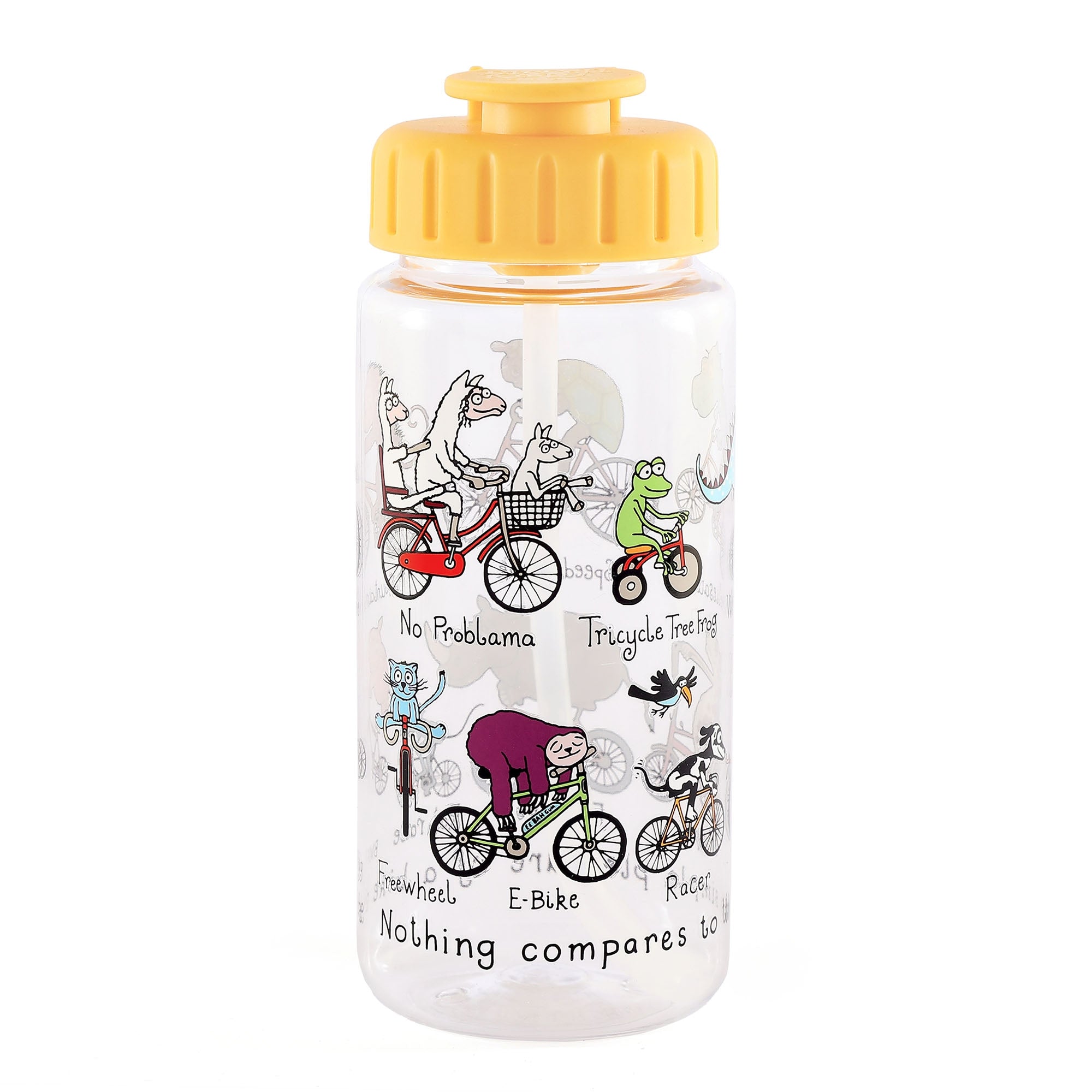 Tyrrell Katz Kids Animals on Bikes Drinking Bottle With Straw