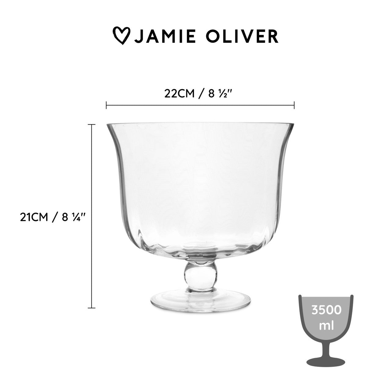 Jamie Oliver New Big Love Showstopper Bowl, 22cm, Clear Glass