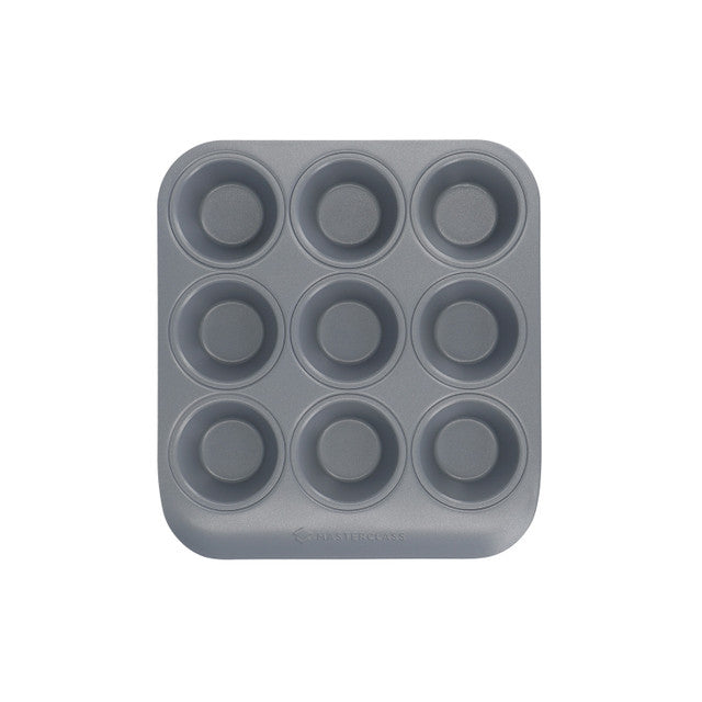 MasterClass Smart Ceramic Muffin Tray with Robust Non-Stick Coating, Carbon Steel, Grey, 24 x 22cm