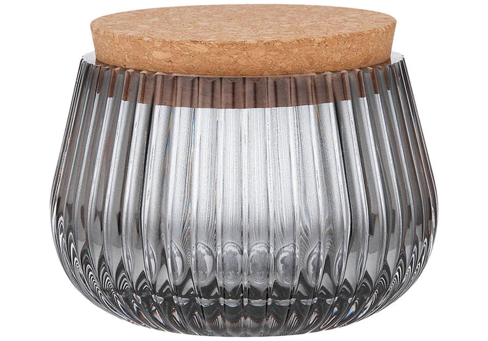 Ladelle Zephyr Ribbed Charcoal Glass 8cm Canister