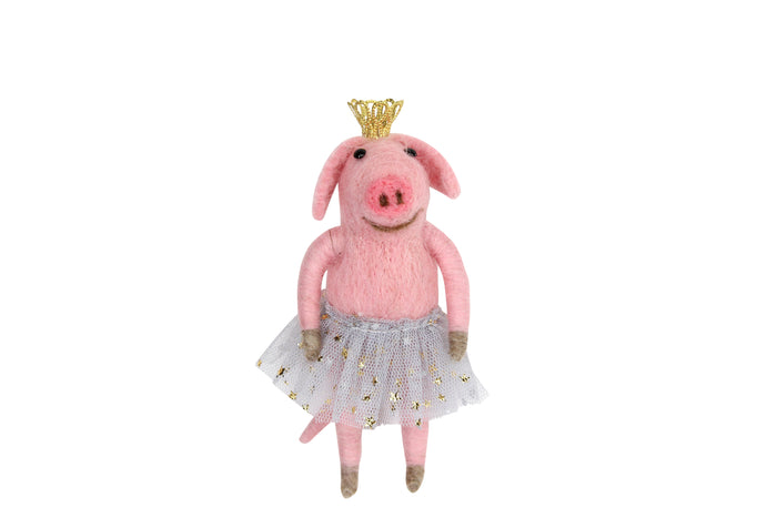 Gisela Graham - Wool Mix Pink Ballerina Pig