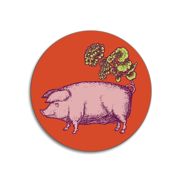Avenida - Puddin' Head Pig Round Coaster 10cms