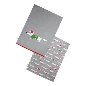 Dexam - Scion Mr Fox Christmas Set of 2 Tea Towels - Grey