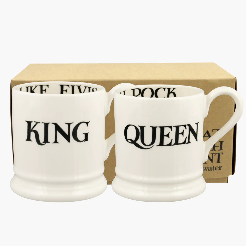Emma Bridgewater - Black Toast King & Queen Set Of 2 1/2 Pint Mugs