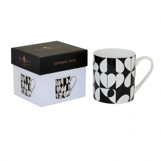 Beau & Elliot - Monochrome Brokenhearted China Mug In Gift Box