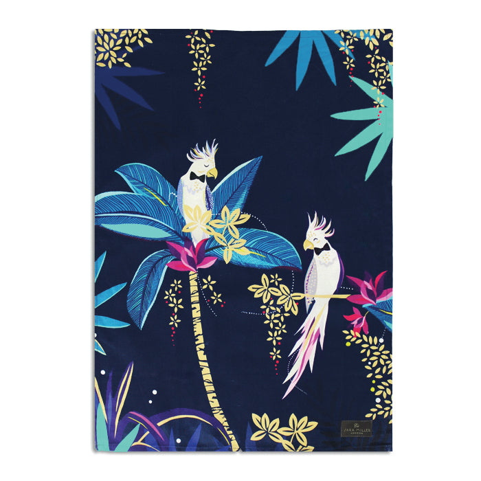 Sara Miller  - Tahiti Cockatoo Placement Blue Tea Towel