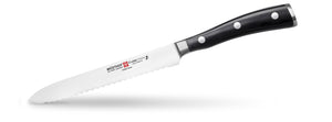Wusthof Classic Ikon - 14cm Serrated Utility Knife - Black Handle - 4126B
