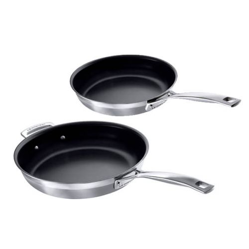 Le Creuset 3Ply Stainless Steel 24cm And 28cm Frying Pans Twin Set PROM