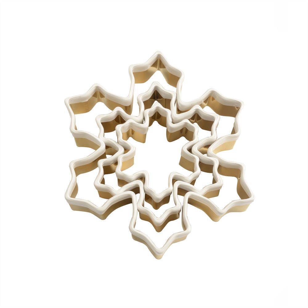 Eddingtons Brass Snowflake Cookie Cutters Set of 3 with White Top