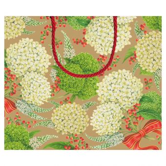 CASPARI GIFT BAG SMALL GOLD SNOWBALL HYDRANGEA