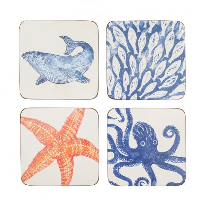 BlissHome Creatures Coasters - Set of 4 Shoal Fish, Whale