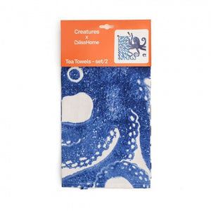 BlissHome Tea Towel Octopus & Shoal Fish - Set of 2