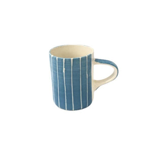 Musango - Sgrafitto Stripe Espresso Mug - Blue