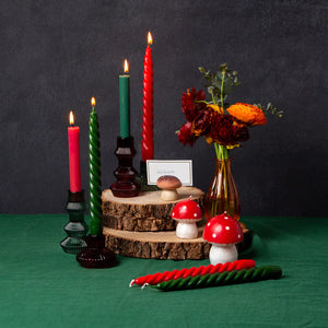Talking Tables - Boho Red and Green Spiral Candles - 4 Pack