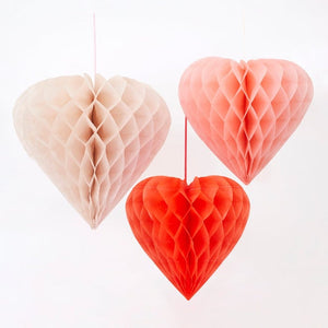 Meri Meri - Heart Honeycomb Decorations (x 6)