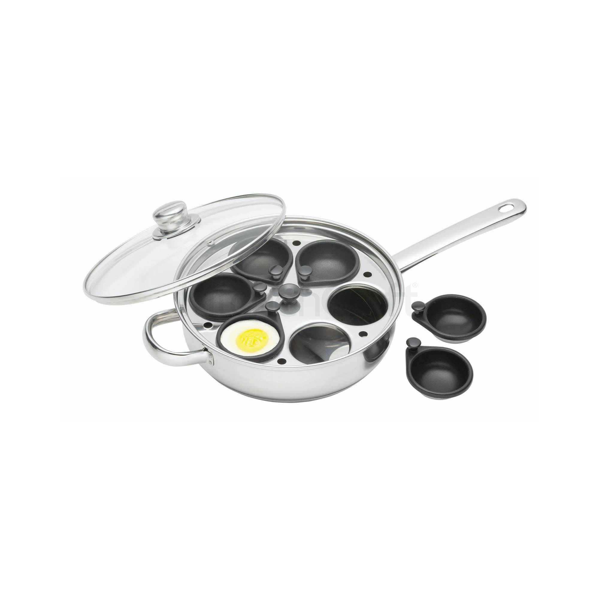 KitchenCraft - Stainless Steel 28cm Six Hole Egg Poacher