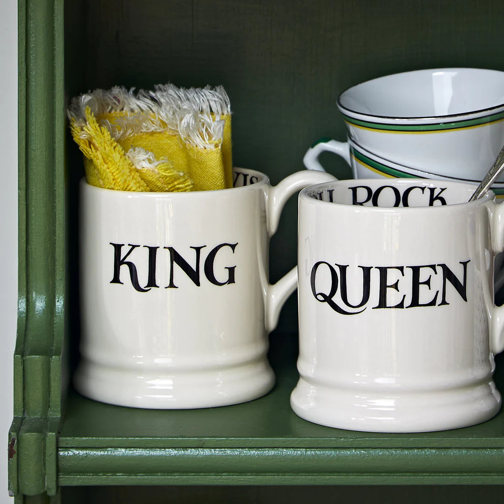 Emma Bridgewater - Black Toast King & Queen Set Of 2 1/2 Pint Mugs