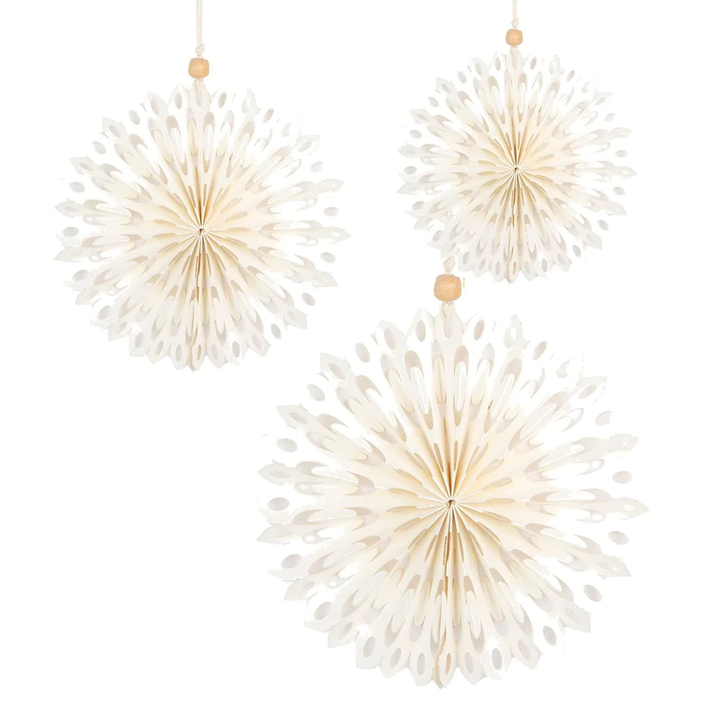 Talking Tables - Marble White Paper Fan Decorations - 3 Pack