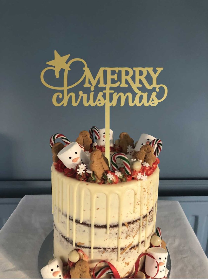 Lissie Lou - Cake Topper - Merry Christmas/Gold