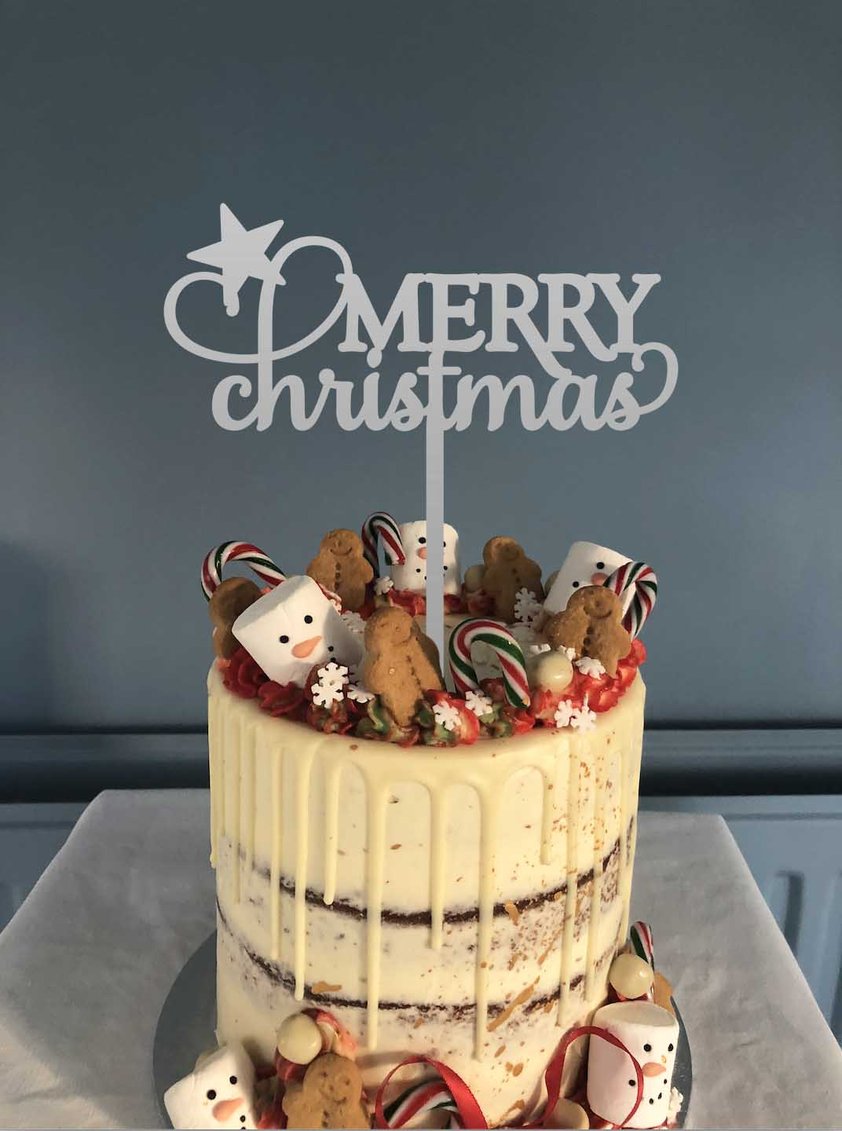 Lissie Lou - Cake Topper - Merry Christmas/Silver