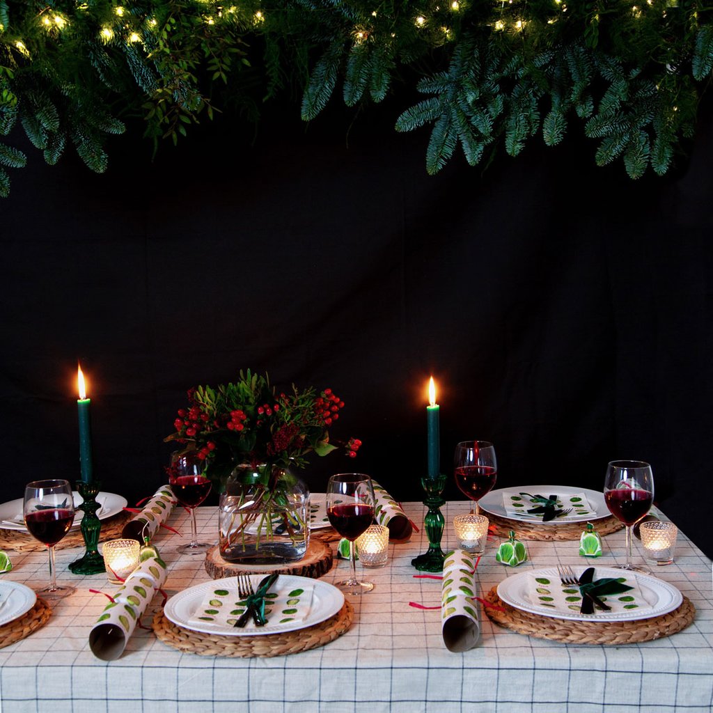 Talking Tables Boho Dark Green Glass Candle Holder