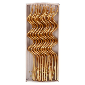Meri Meri - Gold Swirly Candles (x 20)