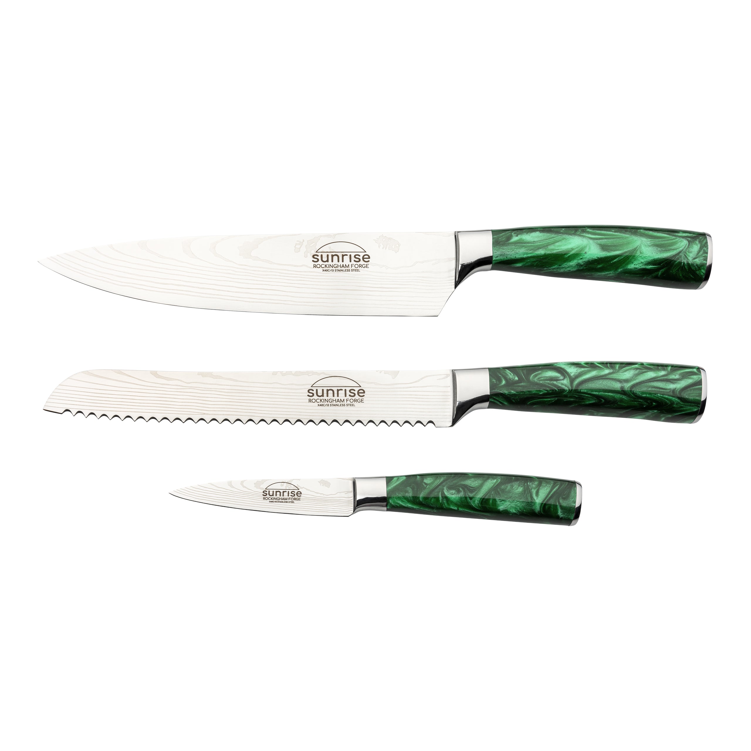 Rockingham Forge Sunrise - 3 Piece Set - Emerald Handles