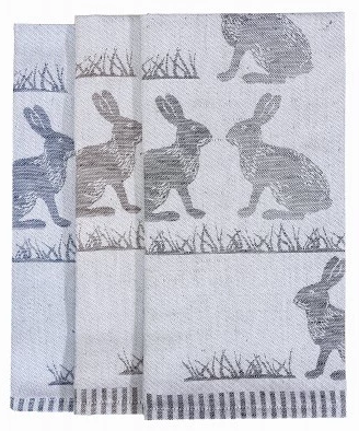 Tea Towel - Hares, Blue, grey or brown