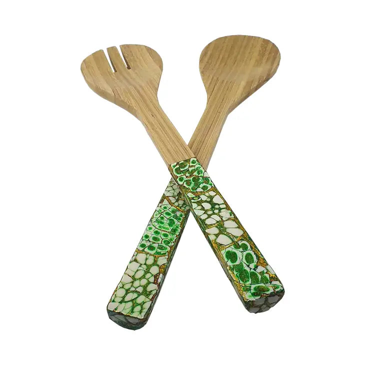 Bamboo Salad Servers- Green