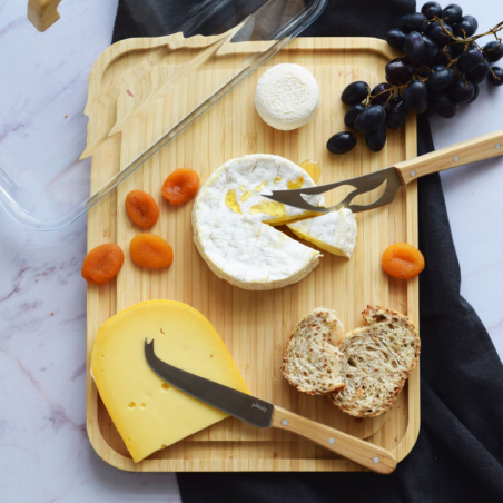 Pebbly Glass and bamboo cheese board