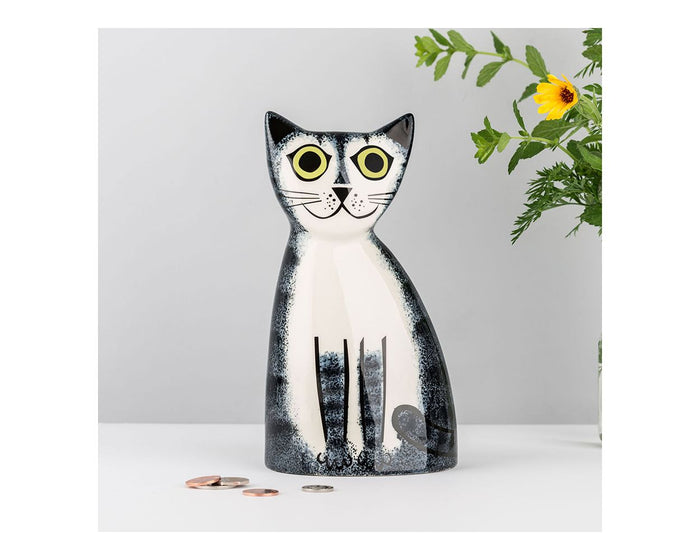 Hannah Turner - Handmade Ceramic Grey Tabby Cat Money Box