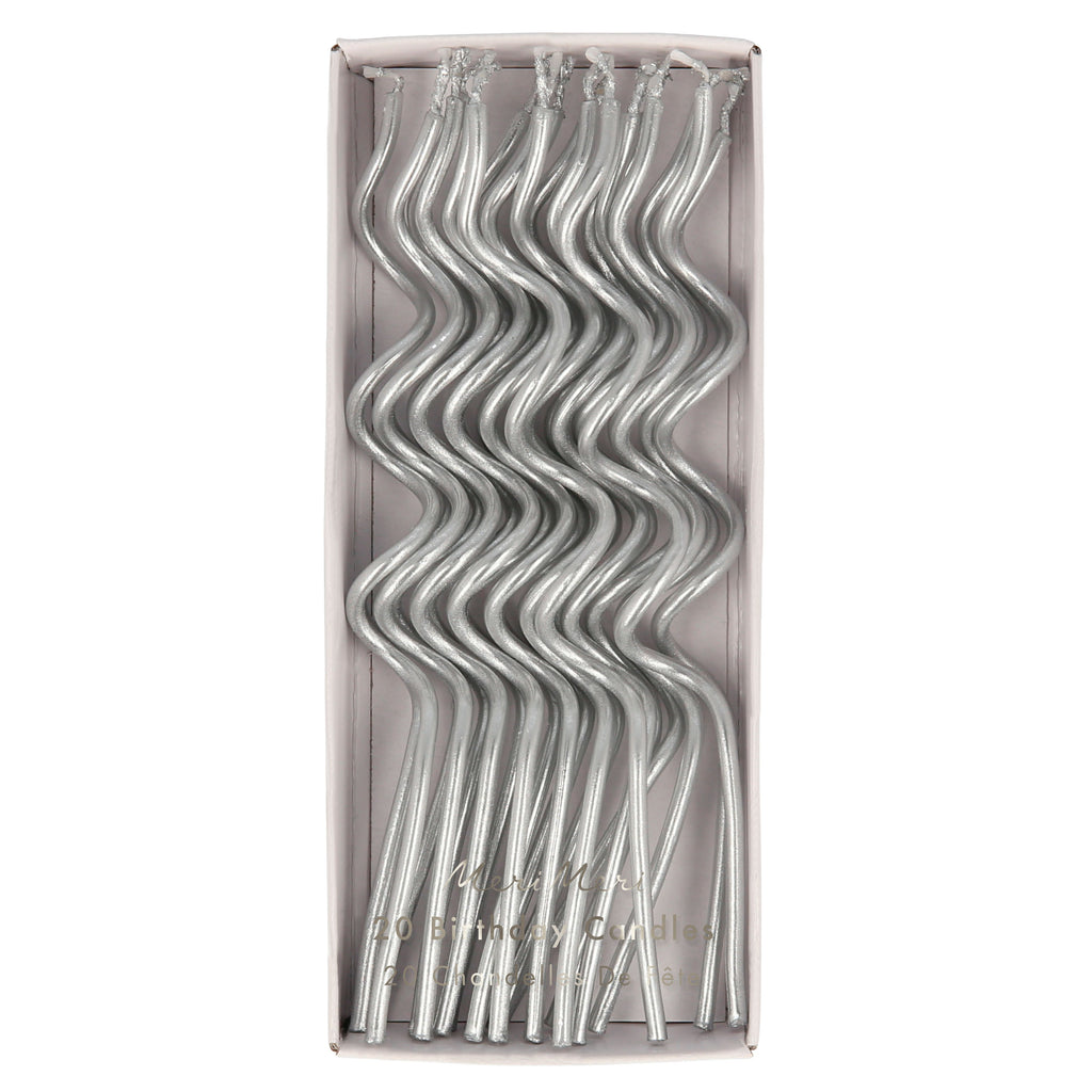 Meri Meri - Silver Swirly Candles (x 20)