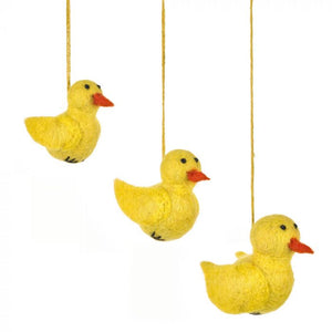 Felt So Good - Handmade Felt The Cluck Family Set of 3 Hanging Chicks Easter Decoration