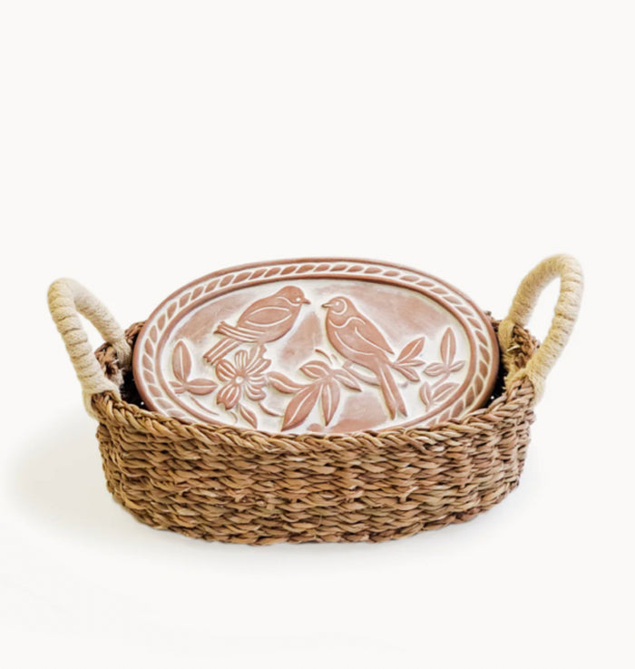 Korissa - Handmade Bread Warmer & Wicker Oval Basket LoveBird