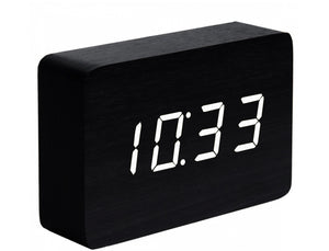 Ginko - Brick Black Click Clock - White LED