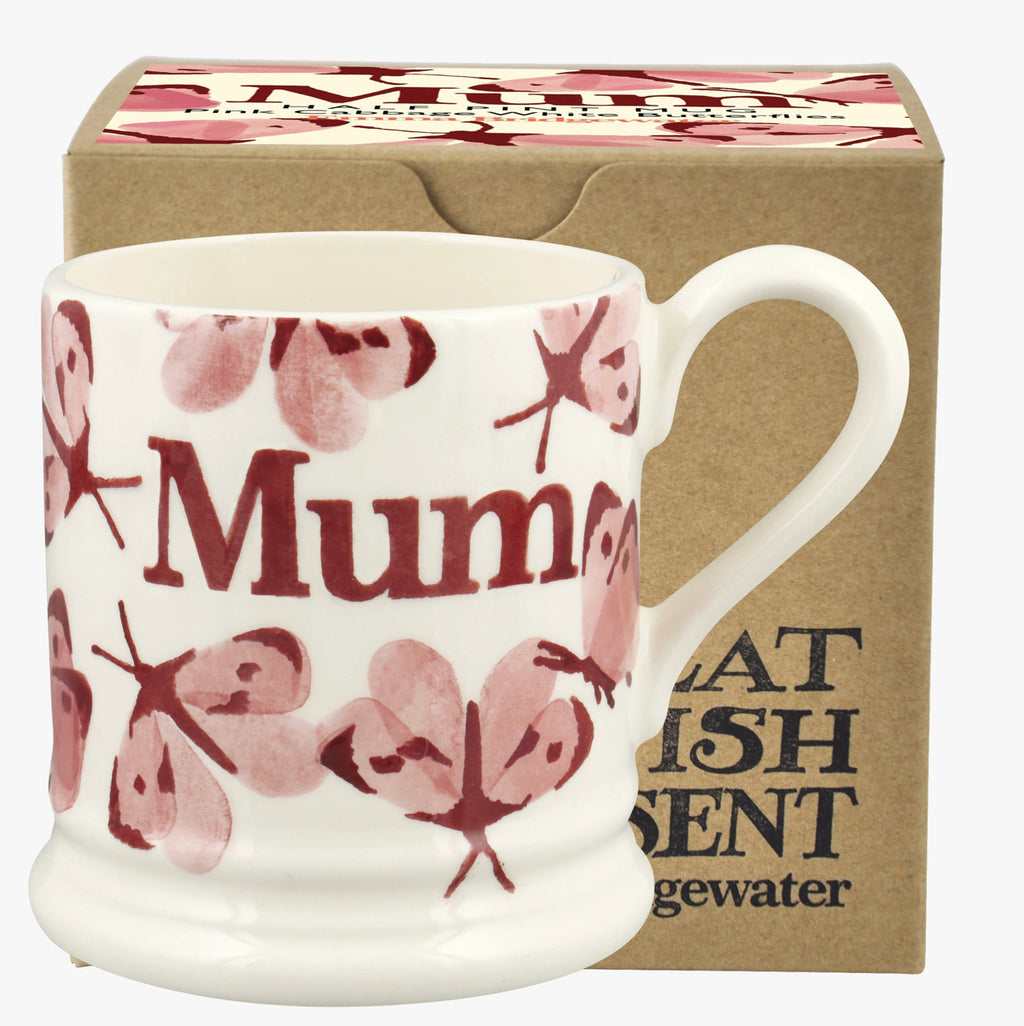 Emma Bridgwater - Pink Cabbage White Butterflies Mum 1/2 Mug Boxed
