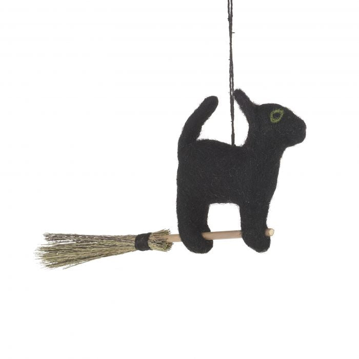 Felt So Good - Handmade Felt Flying Black Cat Halloween Decoration